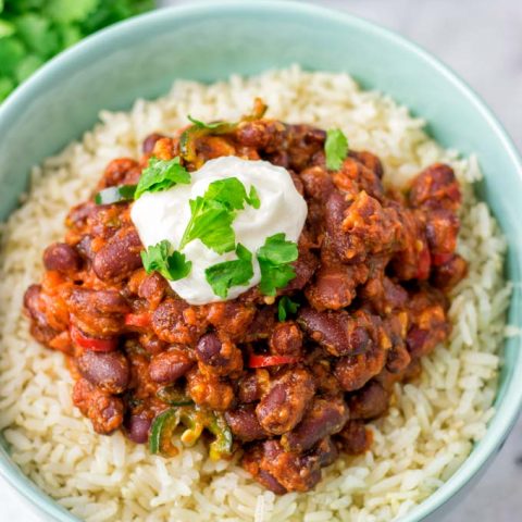 Close up view of the Chili Beans recipe.