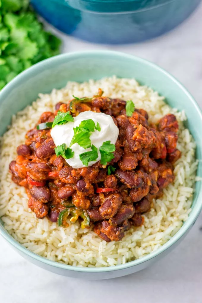 Close up view of the Chili Beans recipe.