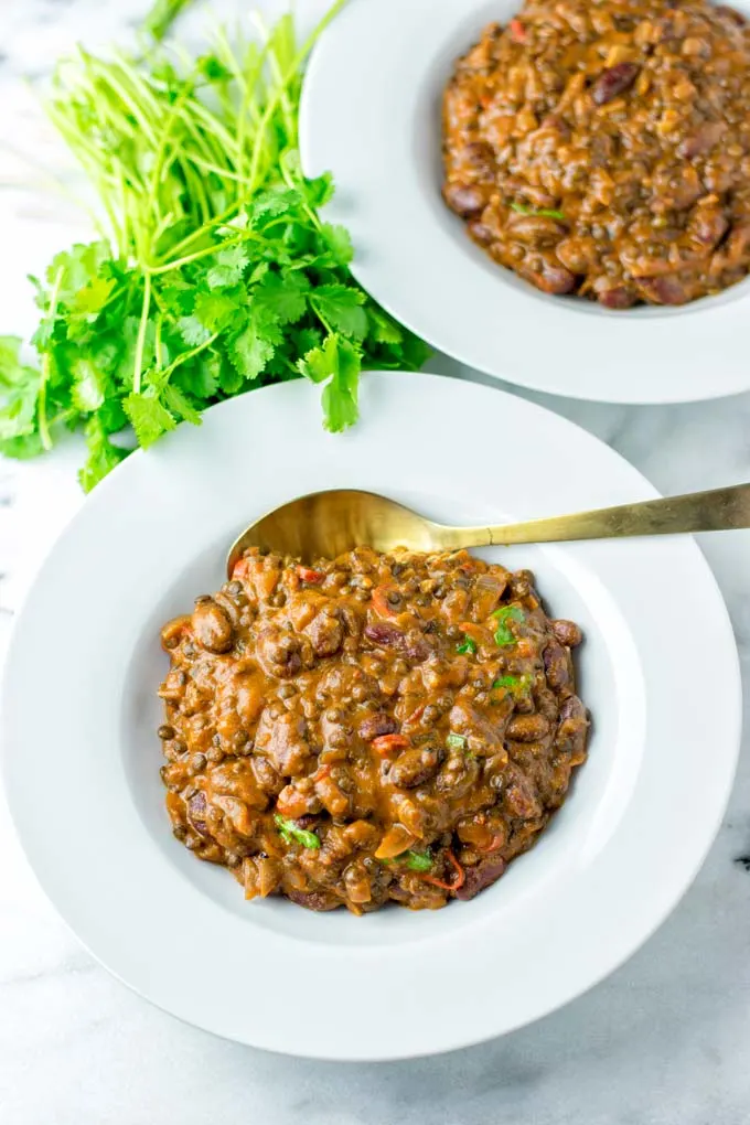 Portion of the Dal Makhani on a plate.