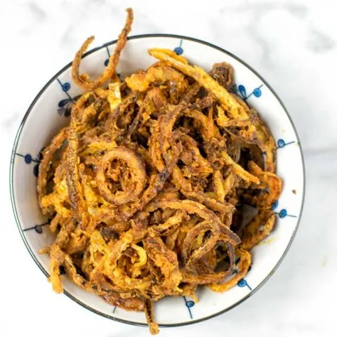 Bowl of the ready French Fried Onions.