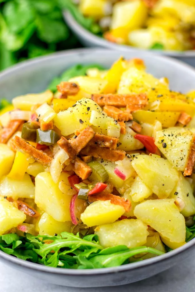 A hot potato salad is a perfect family lunch or dinner.