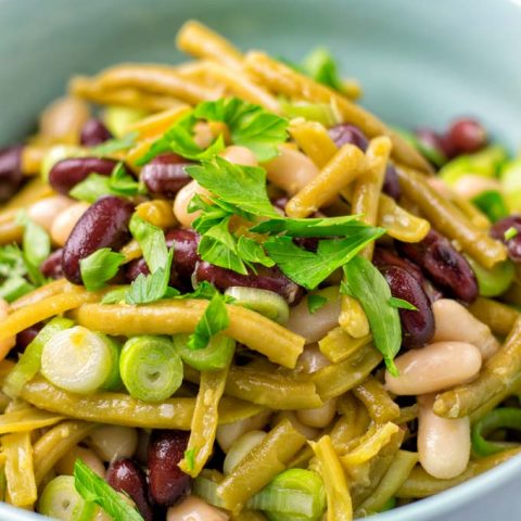 Fresh scallions give the Three Bean Salad a spicy crunch.