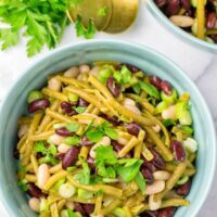 Fresh parsley is used to decorate this easy bean salad.