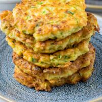 Stack of five Zucchini Fritters.