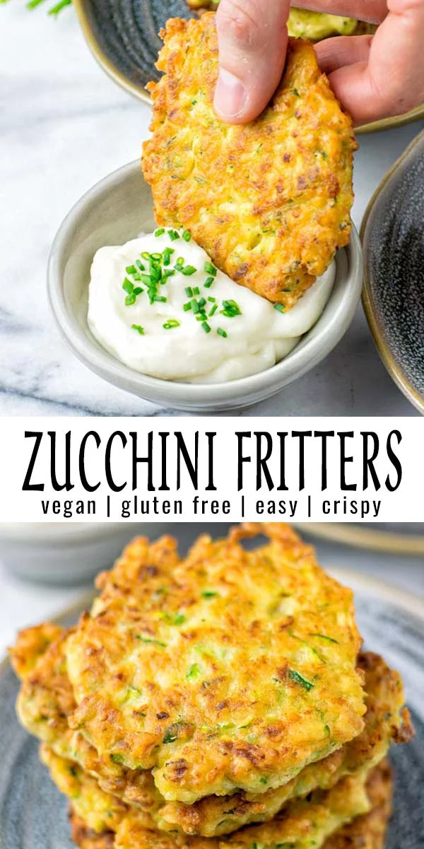 These Zucchini Fritters are easy to make with simple ingredients, eggless and so satisfying. Treat yourself to vegan fritters that are crispy and firm. No danger of falling apart! Perfect party food, lunch, or dinner. Even amazing as meal prep. #vegan #glutenfree #dairyfree #vegetarian #contentednesscooking #dinner #lunch #mealprep #comfortfood #freezermeals #zucchinifritters #kidsdinnerideas