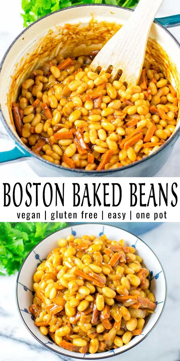 These Boston Baked Beans are packed with flavor, delicious and will surely be a family favorite in no time. No one would ever guess these are vegan, even gluten free. A keeper, filling and budget friendly. #vegan #dairyfree #glutenfree #vegetarian #budgetmeals #comfortfood #mealprep #dinner #lunch #contentednesscoooking #bostonbakedbeans