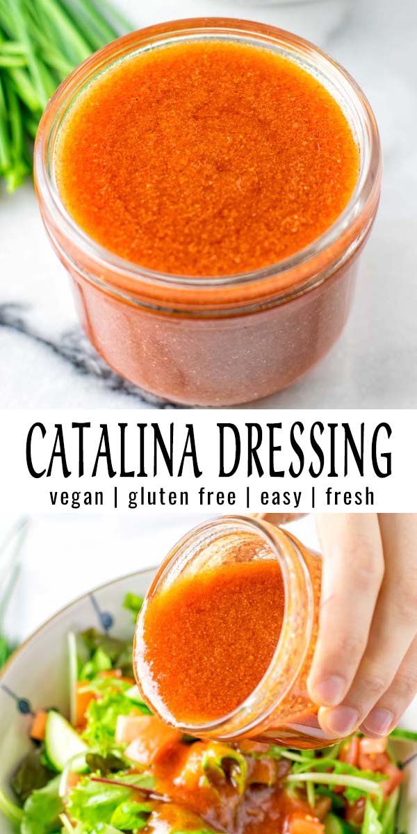 This Catalina Dressing is made with simple and accesible ingredients, tastes so much better than any storebought version. Versatile for any salad and no one would tell it is naturally vegan. #vegan #dairyfree #glutenfree #vegetarian #contentednesscooking #mealprep #dinner #lunch #catalinadressing