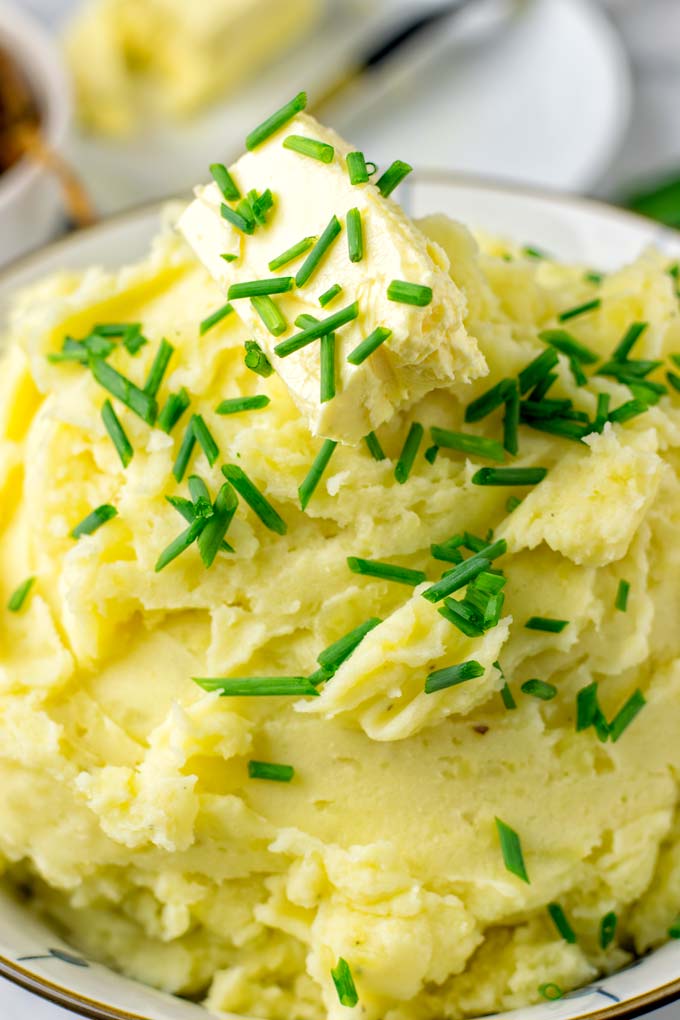 Fresh chives complement these Garlic Mashed Potatoes perfectly.