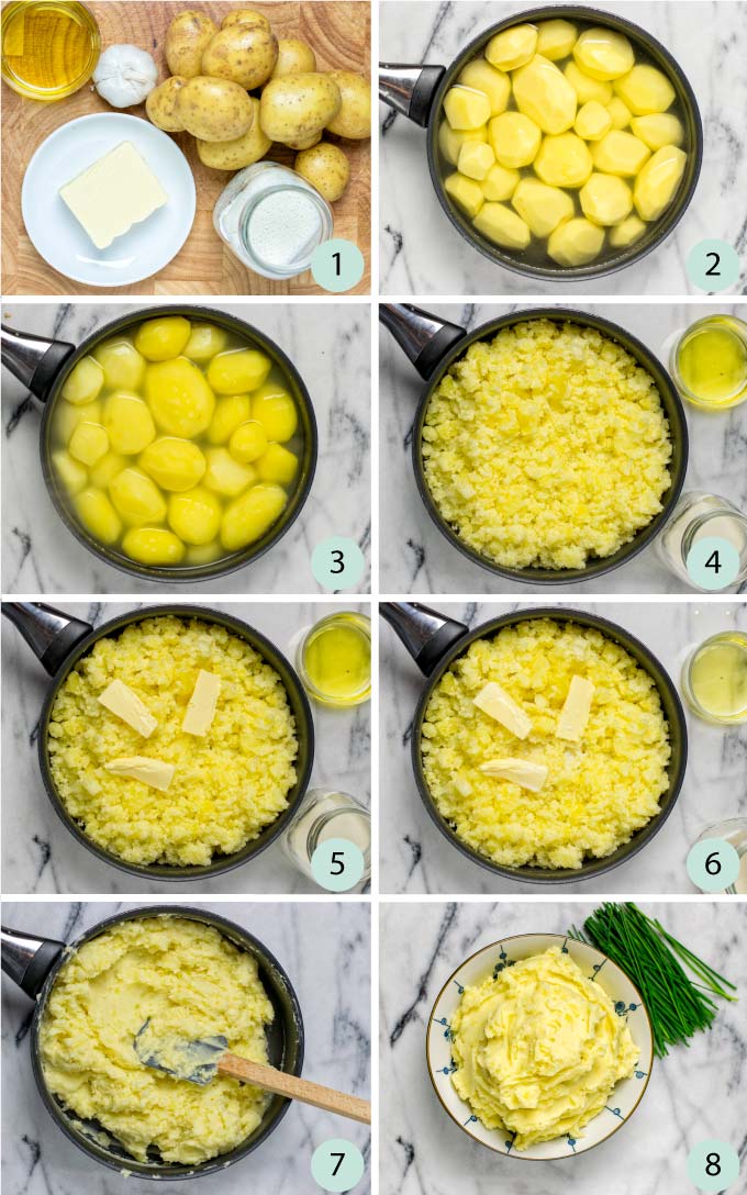 Step by step instructions how to make Garlic Mashed Potatoes