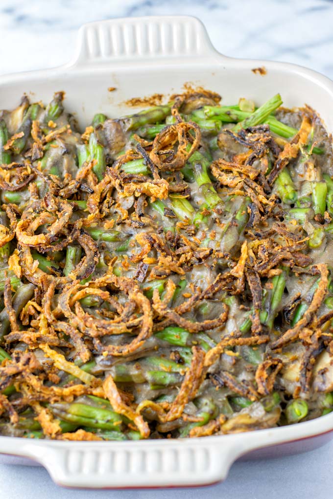 Only fresh ingredients are used for making this Green Bean Casserole.