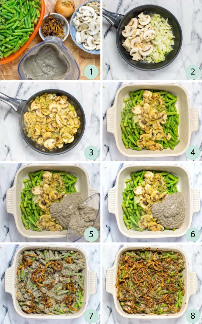 Step by step instructions how to make a Green Bean Casserole.