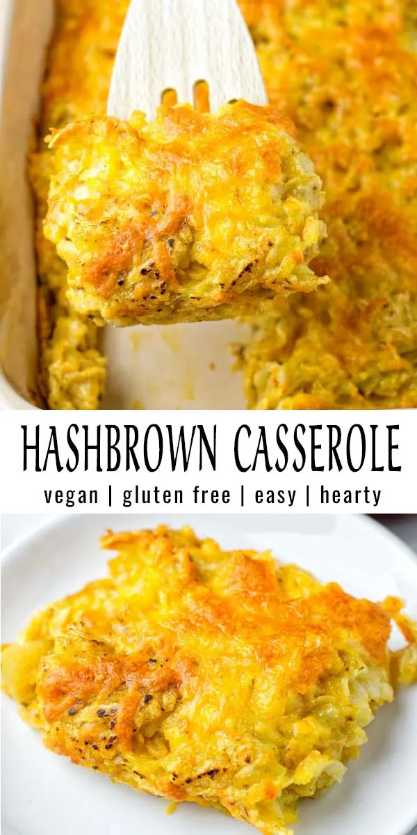 This Hashbrown Casserole is creamy, cheesy, satisfying and no one would ever tell it is entirely vegan. Tastes better than the real deal and so easy to make. Try it and wow even the pickiest eaters. #vegan #dairyfree #glutenfree #vegetarian #comfortfood #familyfavoritedinners #contentednesscooking #hashbrowncasserole #dinner #lunch #mealprep