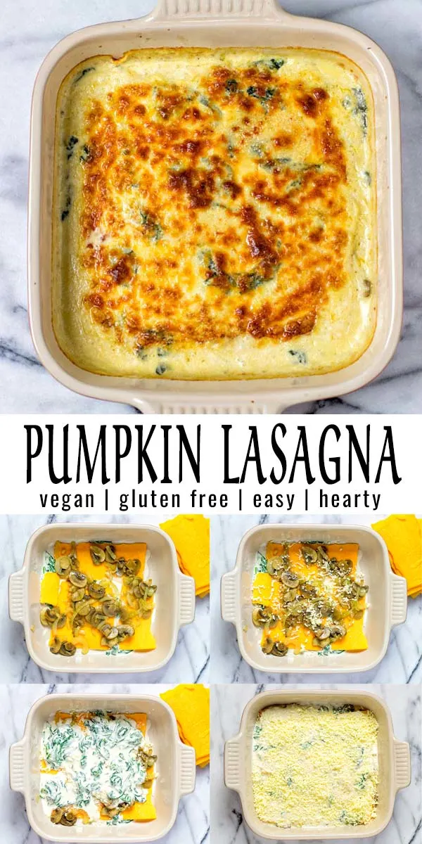 Easy and impressive this Pumpkin Lasagna is made with a Florentine sauce. Will always hit the spot and is not only great for holidays. Once you've tried it you will enjoy it at any day, because no one would ever guess and taste it is entirely vegan. #vegan #dairyfree #contentednesscooking #vegetarian #glutenfree #mealprep #lunch #dinner #pumpkinlasagna #holidayfood