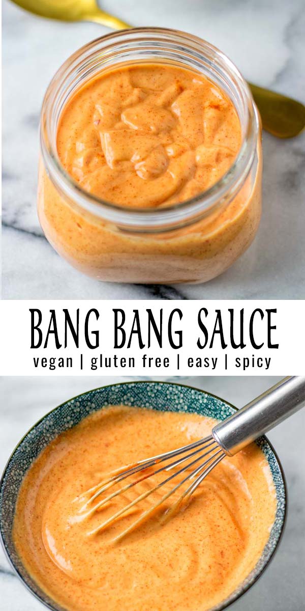 This Bang Bang Sauce is easy to make and tastes like the real deal, if not better. It is ready in one minute and so versatile. Delicious, tasty and no one would ever tell it is vegan. #vegan #dairyfree #vegetarian #glutenfree #contentednesscooking #mealprep #dinner #lunch #bangbangsauce #comfortfood