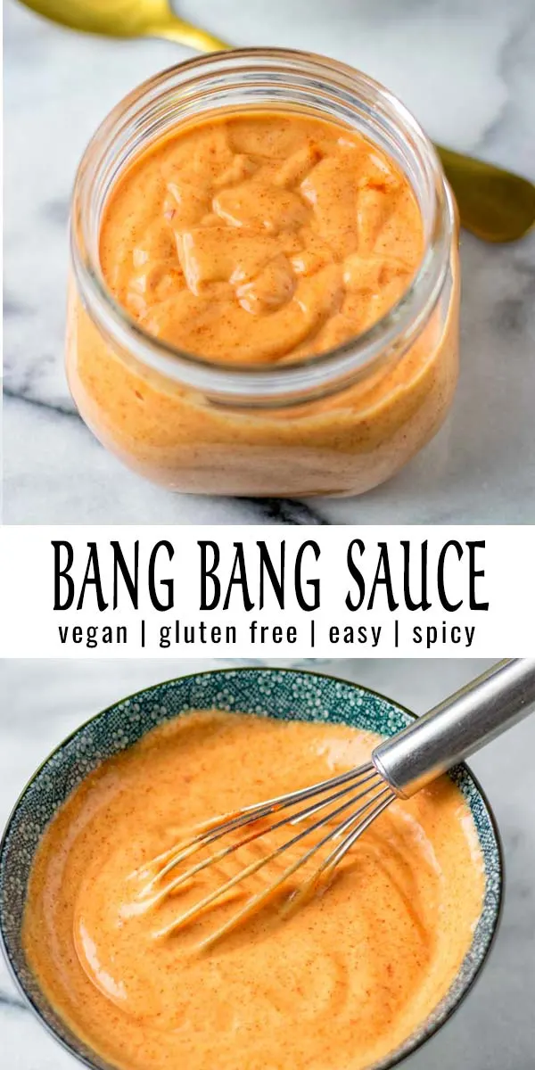 This Bang Bang Sauce is easy to make and tastes like the real deal, if not better. It is ready in one minute and so versatile. Delicious, tasty and no one would ever tell it is vegan. #vegan #dairyfree #vegetarian #glutenfree #contentednesscooking #mealprep #dinner #lunch #bangbangsauce #comfortfood