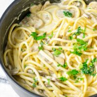 Long pasta works best in this creamy sauce.