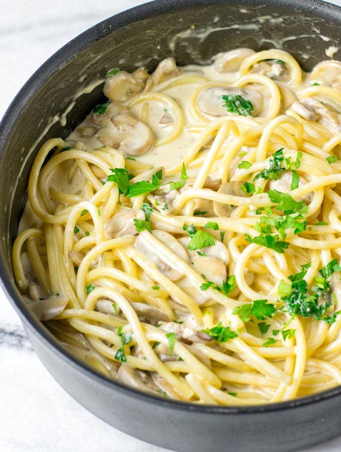 Long pasta works best in this creamy sauce.