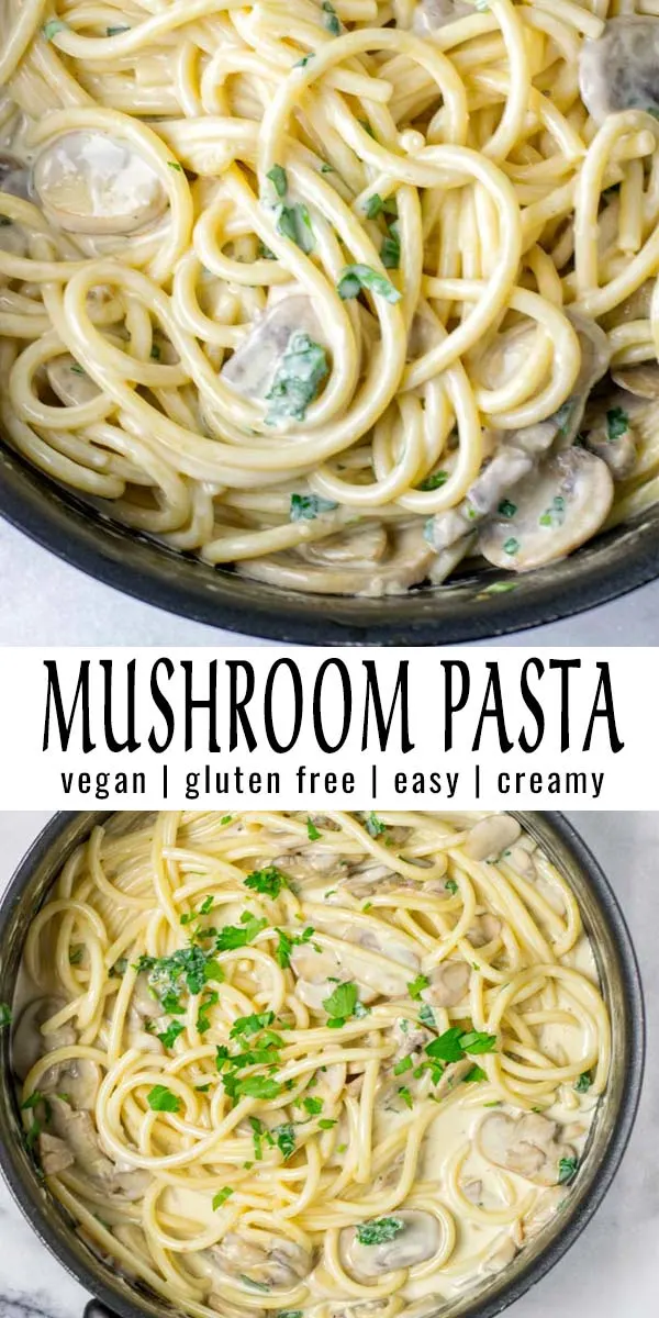 This creamy mushroom pasta is the ultimate comfort food, easy to make with a few simple ingredients. Takes less than 15 minutes and is perfect for lunch, dinner, and meal prep. Naturally vegan too! #vegan #dairyfree #glutenfree #vegetarian #mushroompasta #contentednesscooking #dinner #lunch #mealprep #pastarecipes