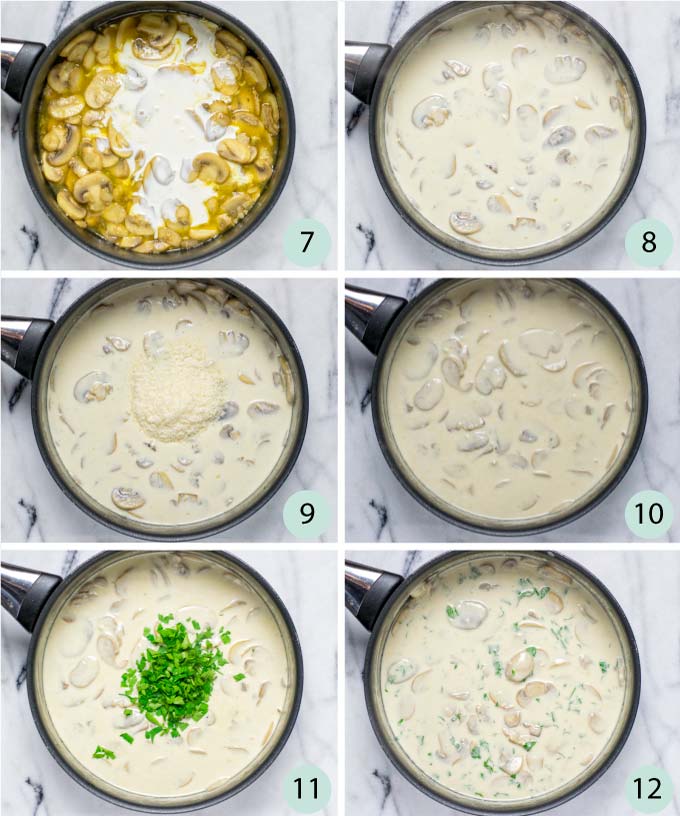 Step-by-step instructions how to make a creamy mushroom pasta.