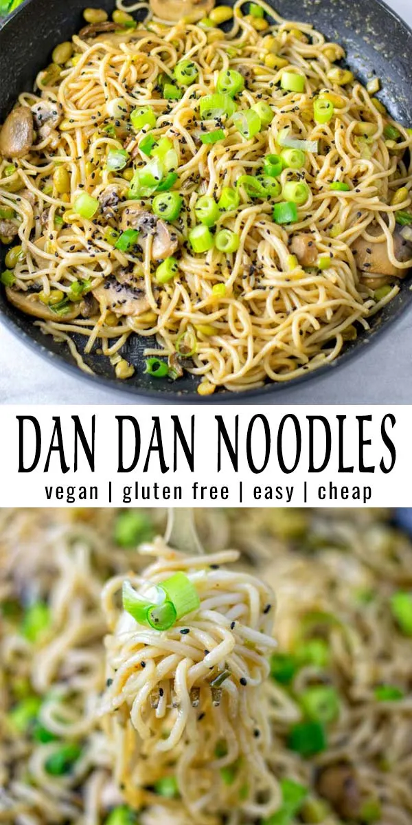 Easy and packed with bold flavors, these Dan Dan Noodles are delicious and so good any day. No one would ever taste these are naturally vegan and so satisfying. #vegan #dairyfree #vegetarian #glutenfree #contentednesscooking #budgetmeals #dinner #lunch #meaalprep #dandannoodles