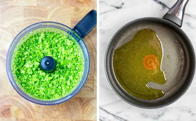 Prepare a pan with hot olive oil to prepare the Broccoli Rice.