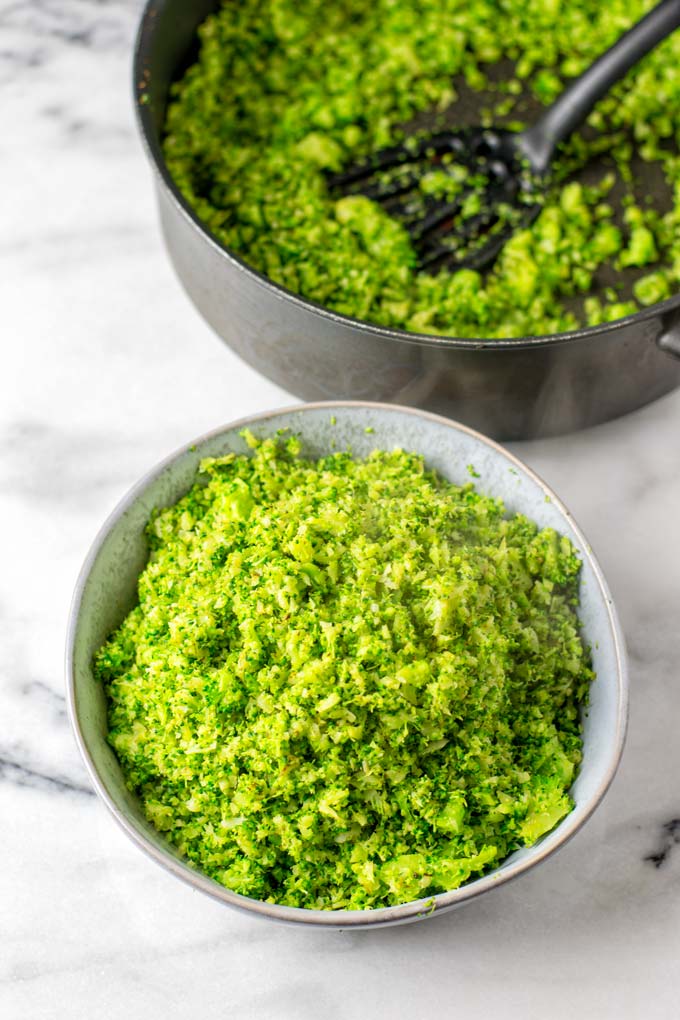 Serve the Broccoli Rice in a bowl.