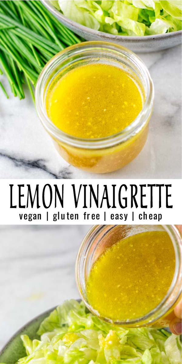 Simple and homemade: This Lemon Vinaigrette is made with just the right flavor in and out. Great for dinner, lunch, meal prep on any salad that everyone will love in no time. #vegan #dairyfree #glutenfree #vegetarian #dinner #lunch #mealprep #homemade #lemonvinaigrette #saladdressing #contentednesscooking 