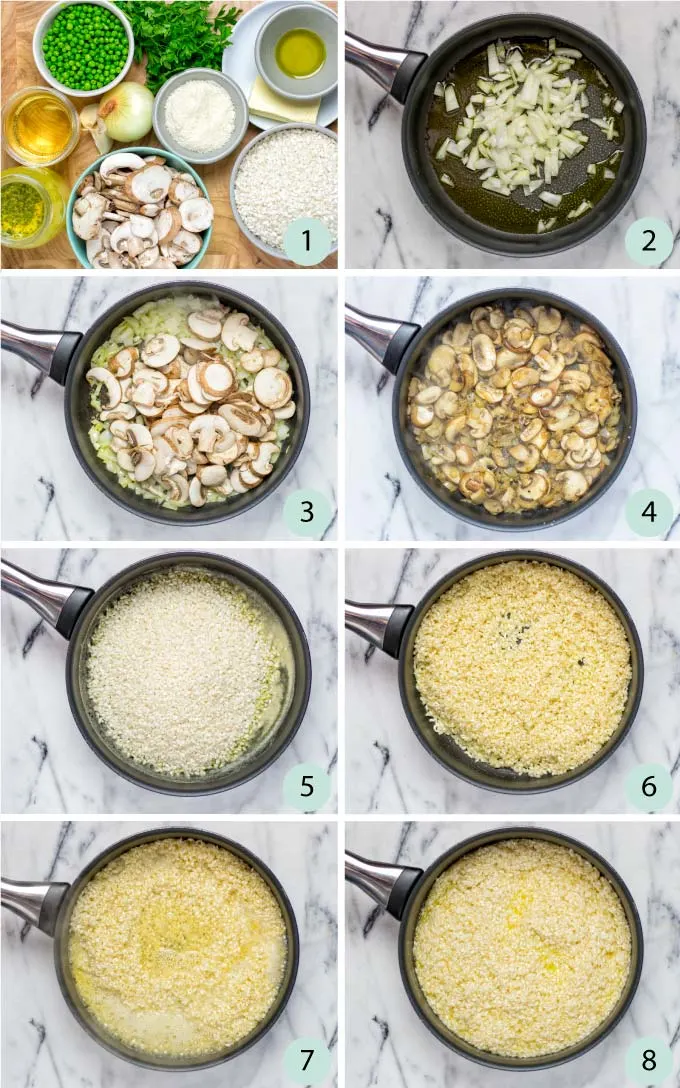 Step by step instructions how to prepare the risotto rice.