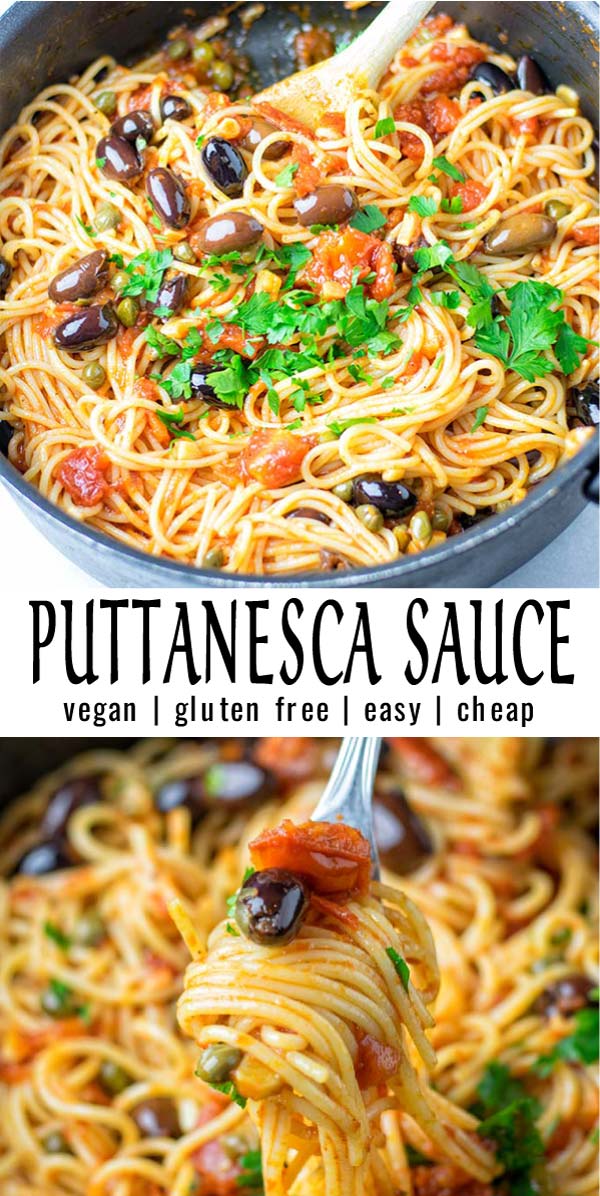 Filling and so easy: this Puttanesca sauce always hits the spot. Made with simple ingredients and rich in flavor. A keeper that the whole family will love for dinner, lunch, even meal prep and naturally vegan. #vegan #dairyfree #vegetarian #glutenfree #contentednesscooking #dinner #lunch #mealprep #puttanesca #20minutemeals