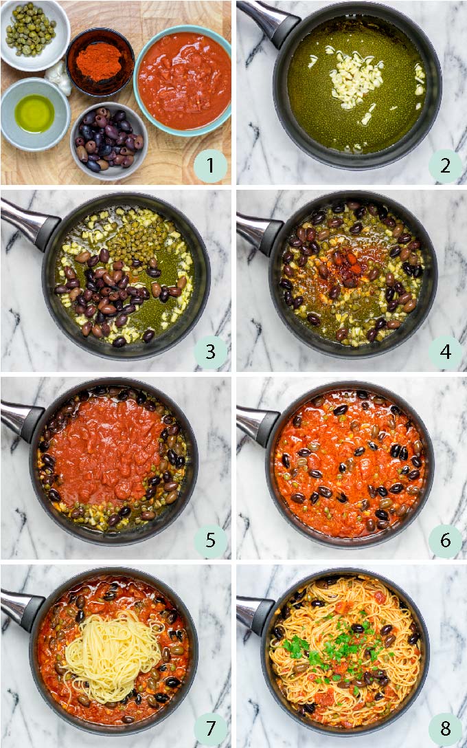 Step by step guide how to make this vegan Puttanesca Sauce