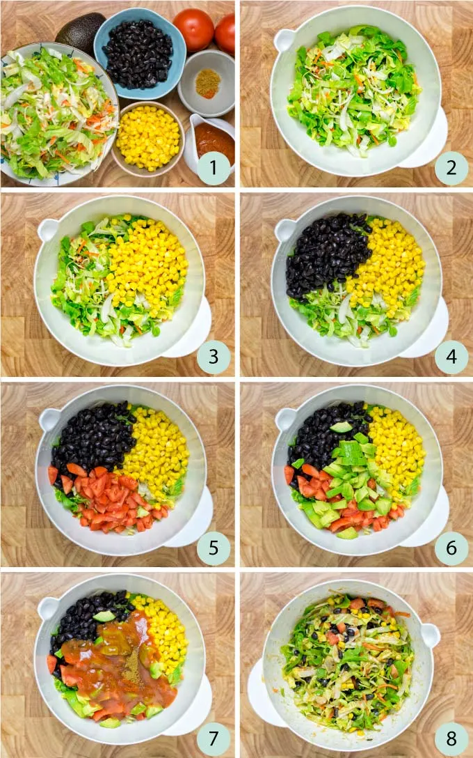 Step by step guide how to make a Southwest Salad.
