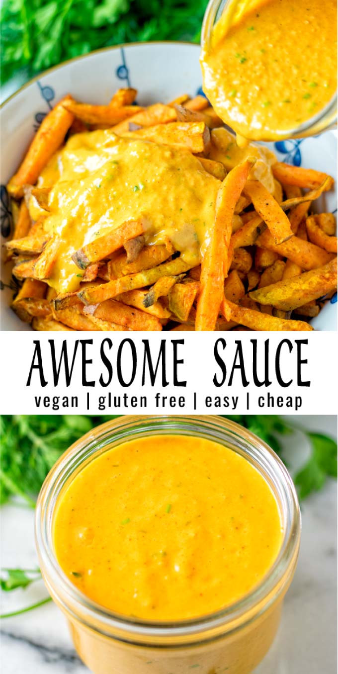 Easy and impressive this Awesome Sauce will amaze. Once tried you know you want to eat this any time for lunch, dinner and so much more. So easy to make and completely vegan. #vegan #dairyfree #glutenfree #vegetarian #dinner #lunch #mealprep #contentednesscooking #awesomesauce #condiment