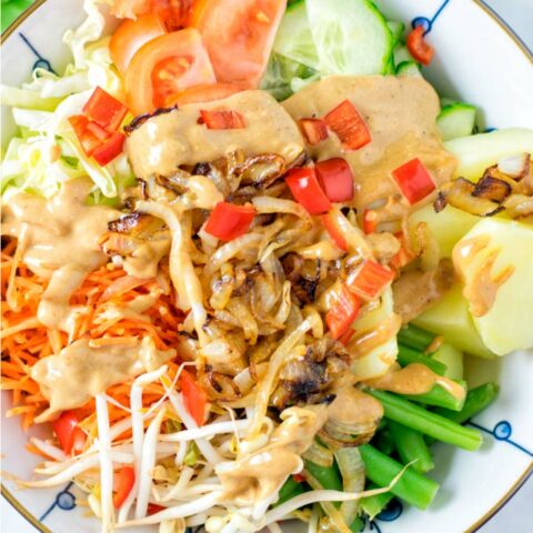 Top view on the vegan Gado Gado.