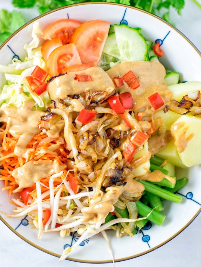 Top view on the vegan Gado Gado.