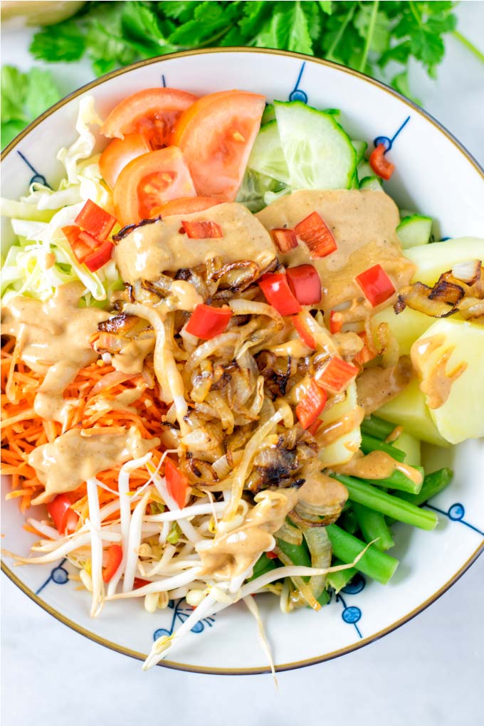 Top view on the vegan Gado Gado.