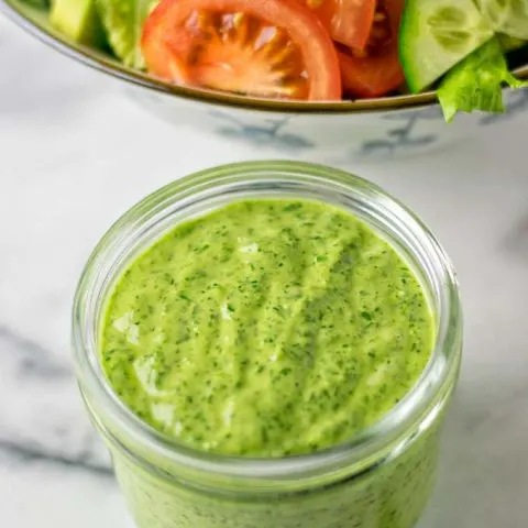 Closeup view of the Green Goddess Dressing.