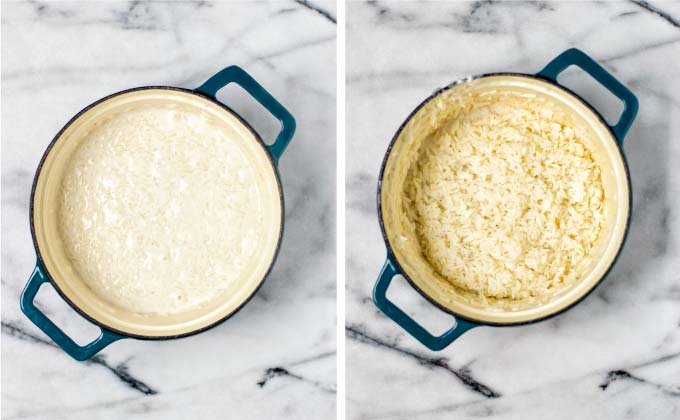 Cooking the rice separately in coconut milk.