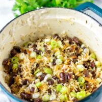 Closeup view of the Jamaican Rice and Beans.