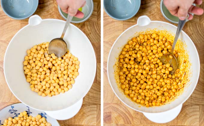 Whisking everything together in a large bowl.