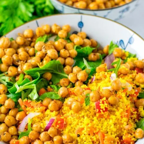 Roasted Chickpeas given over a salad.