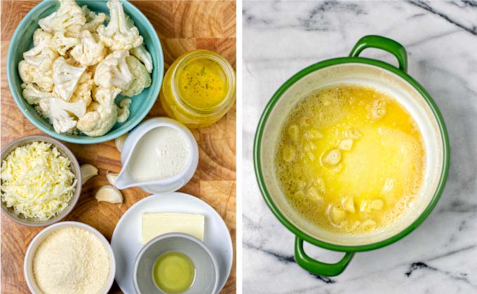 All simple ingredients for this easy Cauliflower Soup.