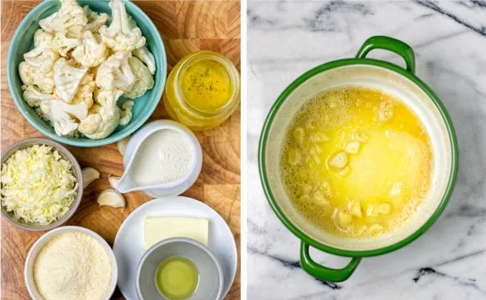 All simple ingredients for this easy Cauliflower Soup.