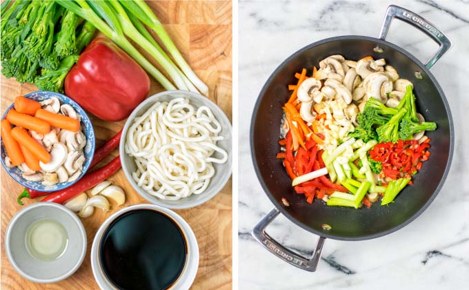 All the simple ingredients needed for these Drunken Noodles.