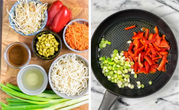 Main ingredients for this Pan Fried Noodles Recipe.