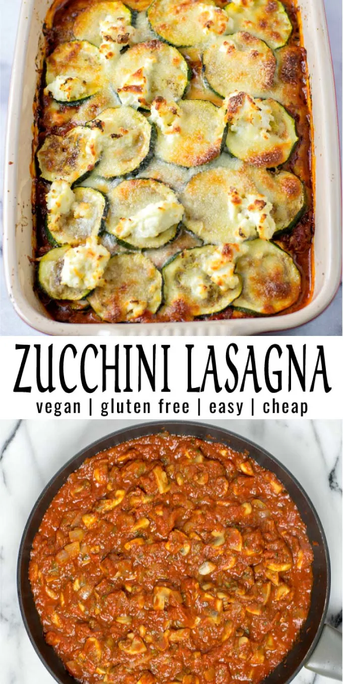 Creamy, comforting and budget friendly: this Zucchini Lasagna is a great low carb alternative to lasagna, even the pickiest kids would eat it. From the first to the last bite you won't believe it is entirely vegan. #vegan #dairyfree #vegetarian #dinner #lunch #mealprep #contentednesscooking #zucchinilasagna #lowcarblasagna