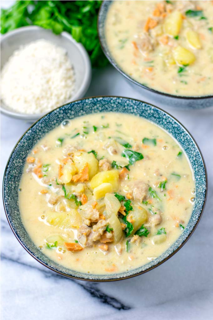 Zuppa Toscana in a bowl.