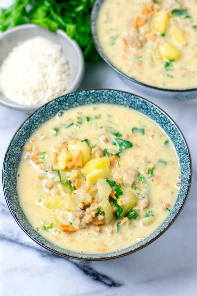 Zuppa Toscana in a bowl.