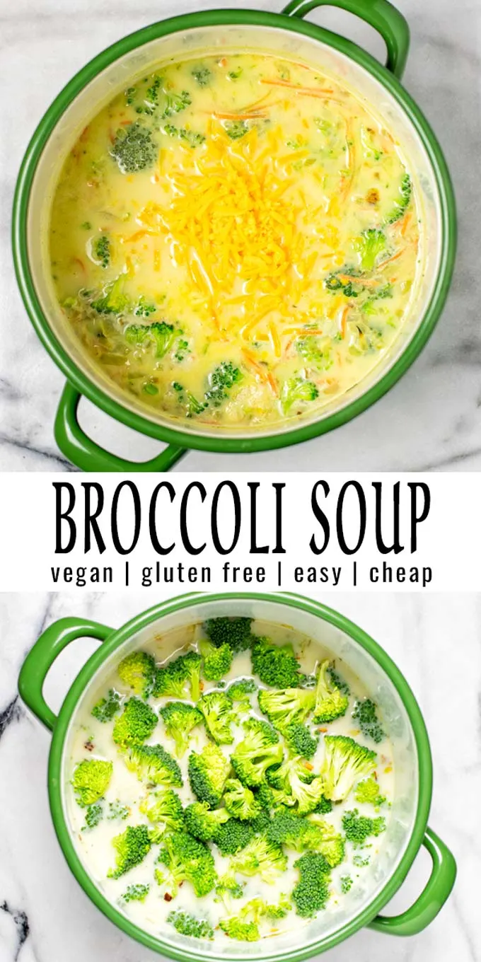 Satisfying and creamy: this Broccoli Soup always hits the spot. So easy to make and ready in under 25 minutes. Filling and no one could ever tell it is entirely vegan. A keeper for lunch, dinner, meal prep that the whole will family love. #vegan #dairyfree #glutenfree #vegetarian #broccolisoup #dinner #lunch #mealprep #contentednesscooking