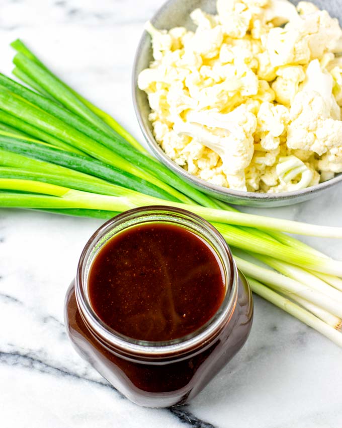 The Sweet and Sour Sauce in a large glass jar.