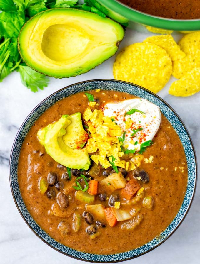 Top view on the Black Bean Soup.